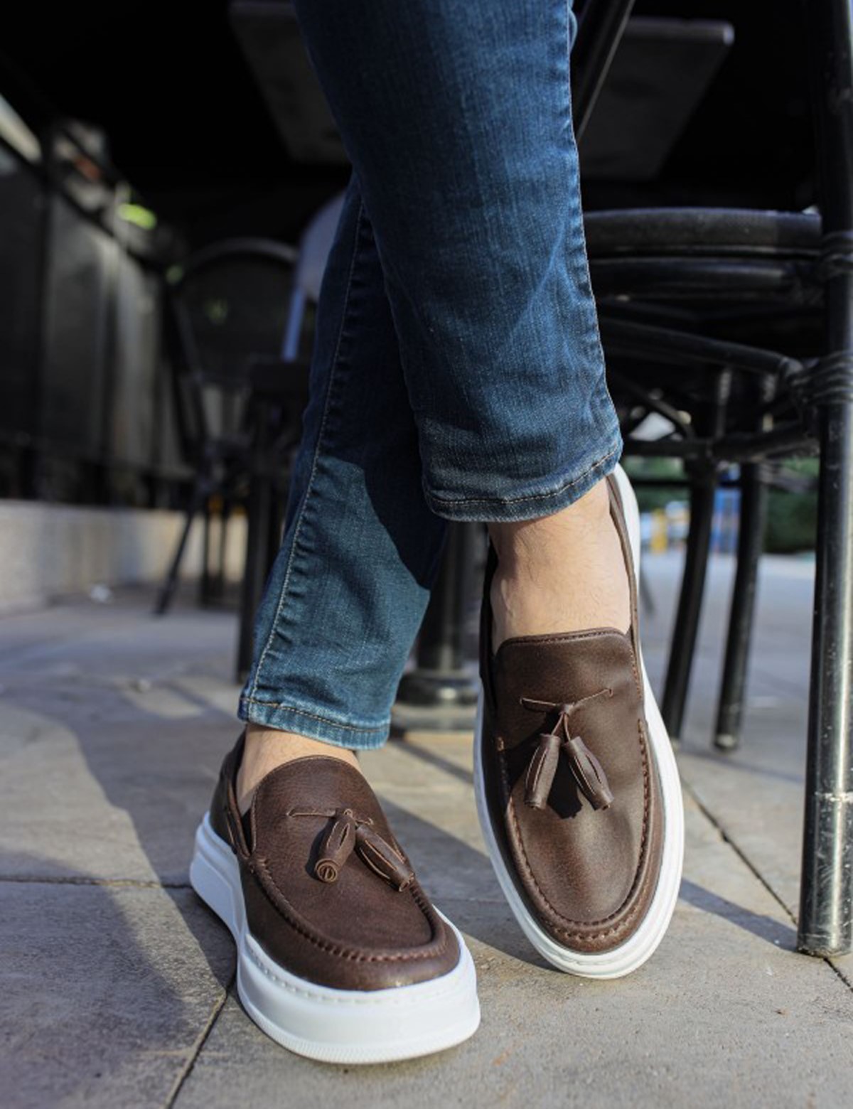 Ανδρικό καφέ casual παπούτσι δερματίνη CH127K φωτογραφία